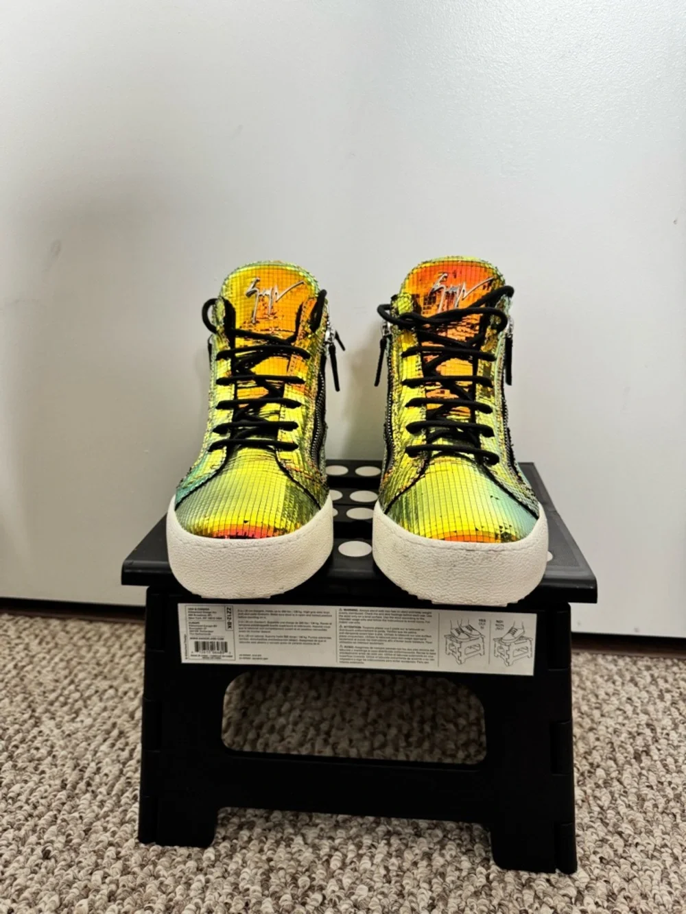 Giuseppe Zanotti Iridescent Rainbow Gold High-Top Sneakers - Picture 2 of 4